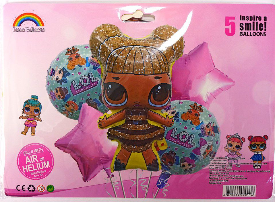 Набір кульок з 5 шт "Lol", Qeen Bee Різнокольоровий Pelican (836911-0116)