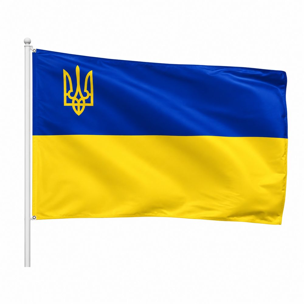 Флаг 140см*90см "Украина трезубец" атласный Желто-синий Unison (782013)