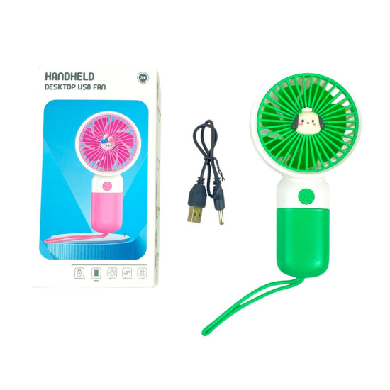 Вентилятор ручний 15см, 1 режим,  USB Зелений Unison (2029A-L green)