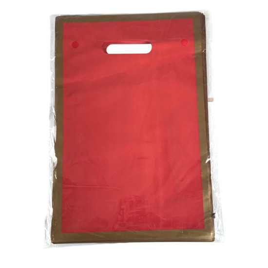 Пакет полиэтиленовый с прорезной ручкой, 39 х 27см 50шт/уп (10803 red-gold)