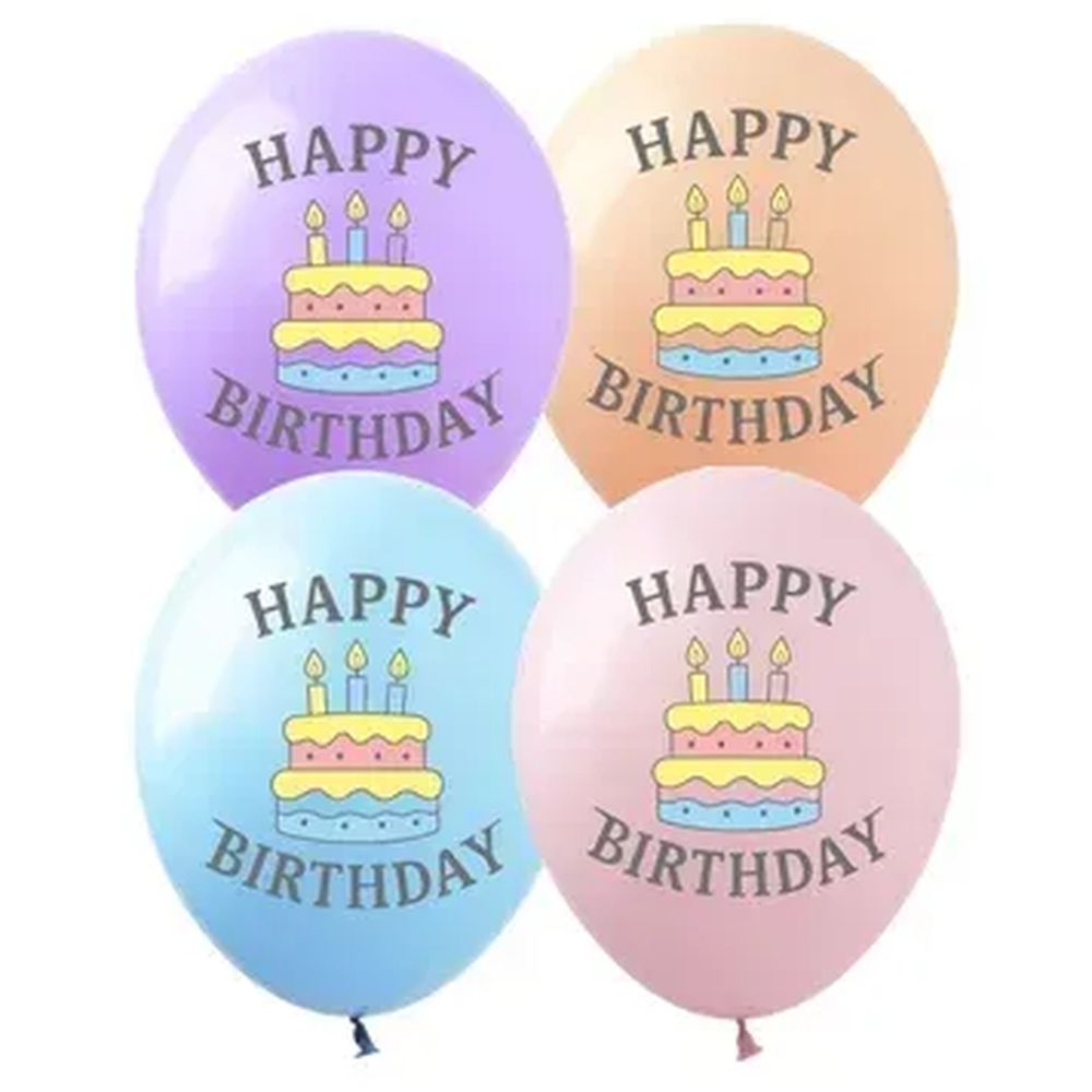 Кульки  латексні 12"(30сm)  Happy Birthday Тортик макарун  10шт Різнокольоровий (8215012)