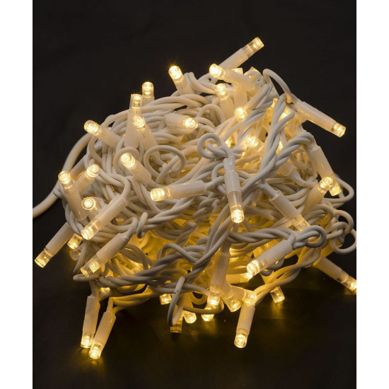 Гирлянда уличная 100 LED 10м  (белый каучук 3,3мм) белый теплый Желтый Unison (1432-07)