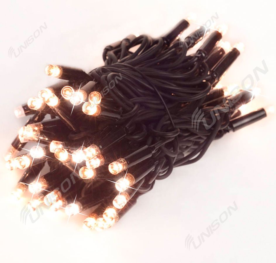 Вулична 100 LED+ FLASH  10м,  чорн/каучук  2мм, теплий білий (1423-07)