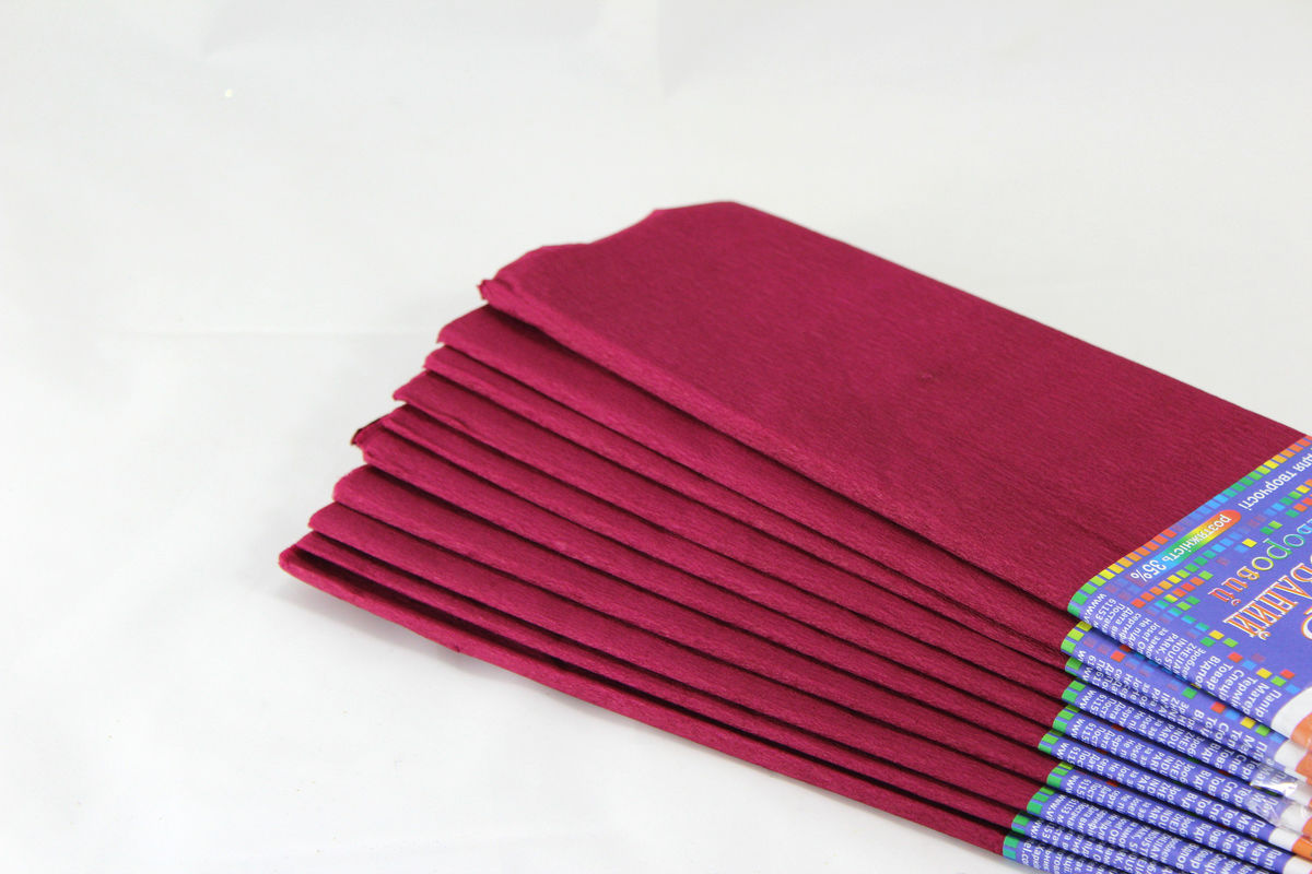 Креп-бумага 35%, 50х200см, 20г/м2 - бордовая, KR35-8002 (KR35-8002)