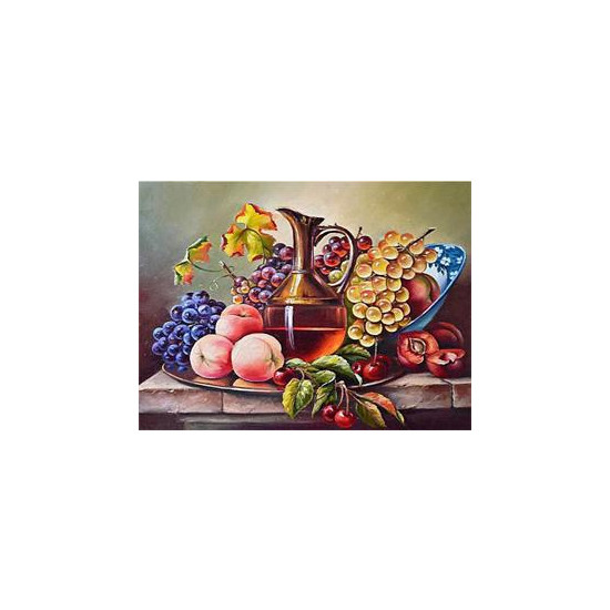 Алмазна мозаїка  за номерами 30*40см "Виноград" карт уп. (Полотно на рамі камені) (GLD60793)