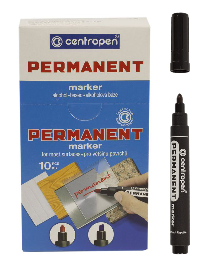 Маркер Permanent 2,5 мм круглий чорний CENTROPEN Чорний Centropen (8566)