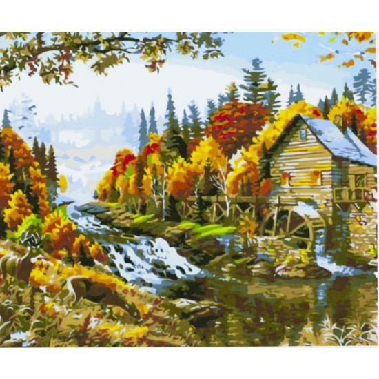 Картина по номерам "Водяная мельница" 40*50см,крас.-акрил,кисть-3шт (9390)
