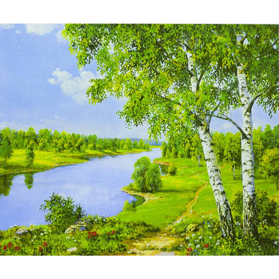 Картина за номерами на дереві "Природа" 40 * 50см, черв., кисті (3119-D)