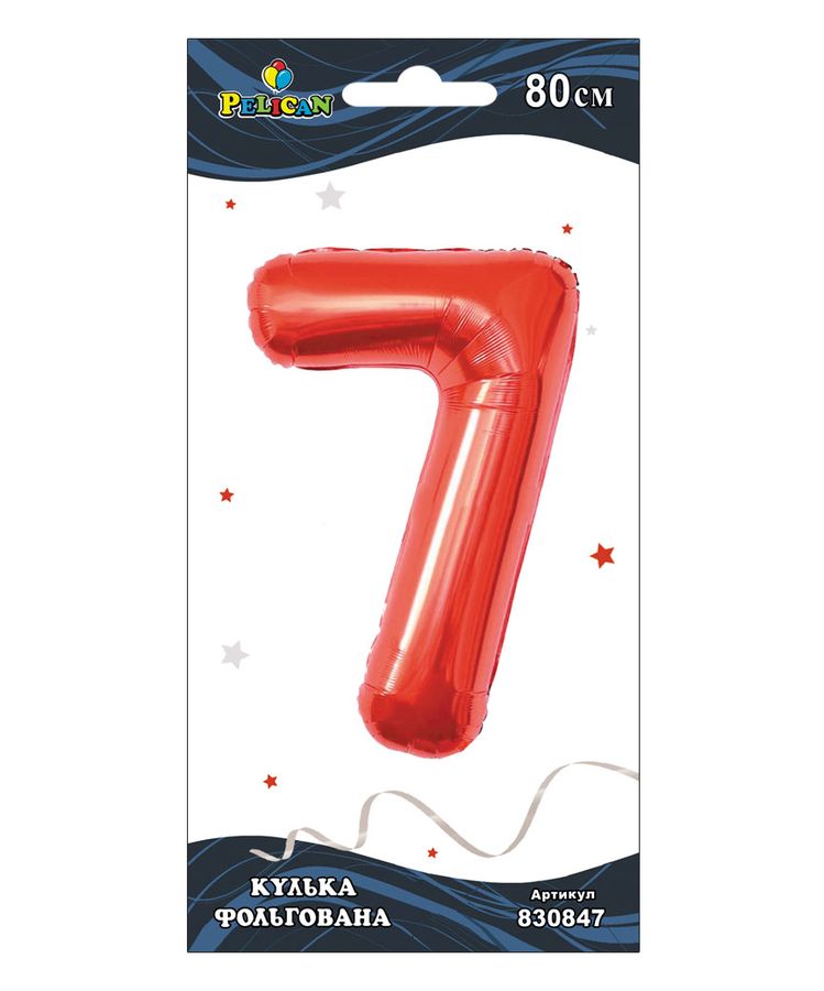 Цифра фольгована Pelican, "7" Червона 80см Червоний Pelican (830847)