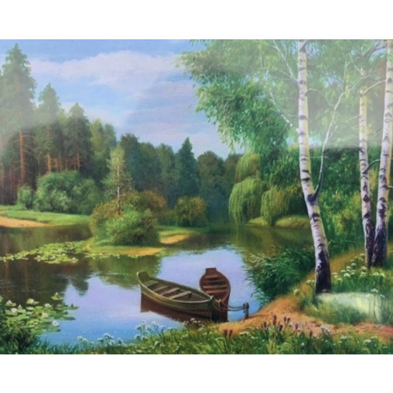 Картина по номерам 30*40см  "Лесная река" OPP (холст на раме краск. кисти. ) (1290EKTL_O)