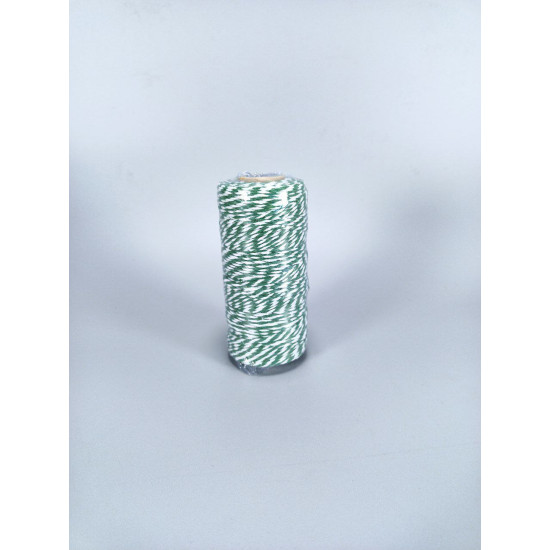 Мотузка декоративна 2мм х 100м 80г біло-зелена Зелений Unison (D02901 -green white)