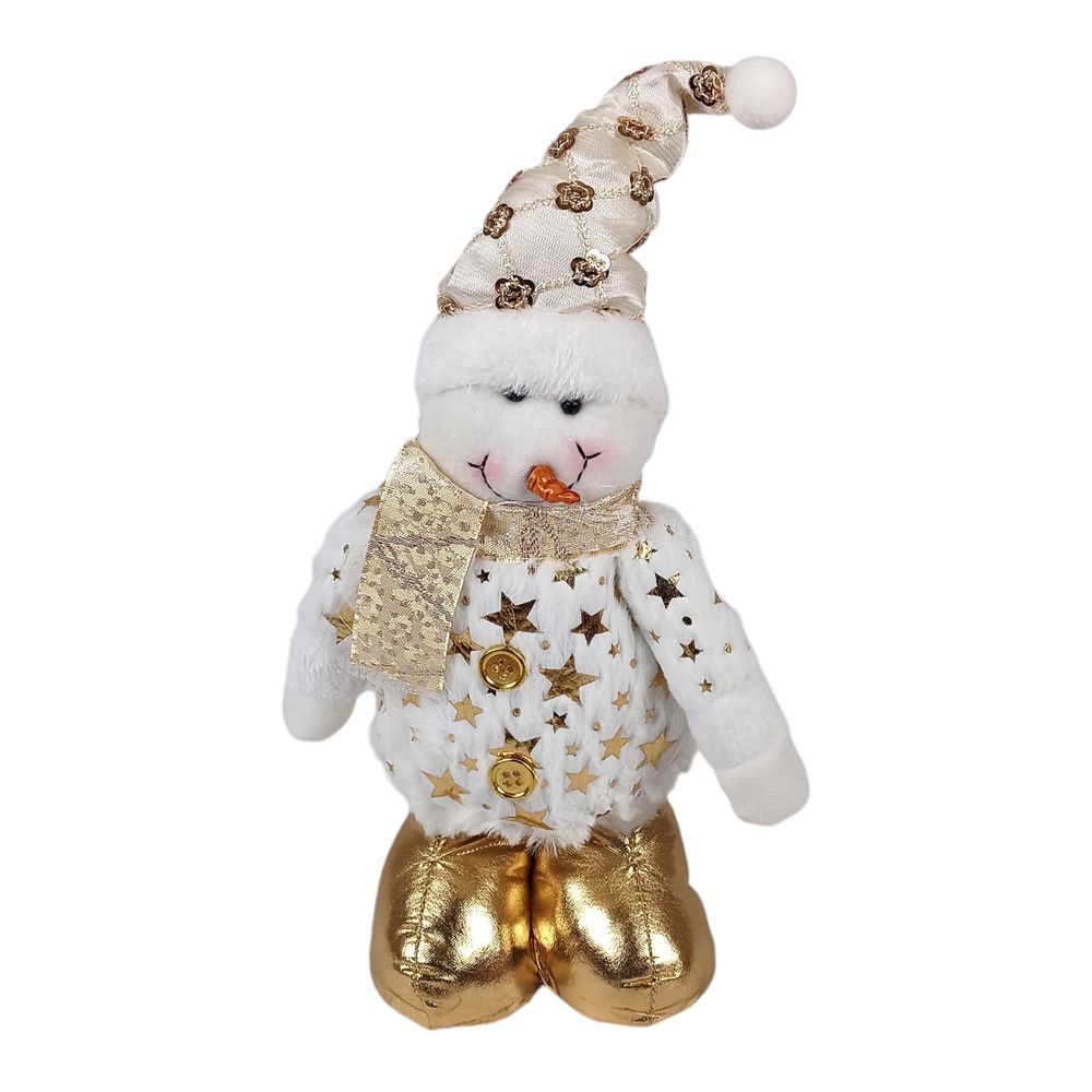 Іграшка м'яка 35см "Сніговик" золото Білий Unison (94102 Snowman)