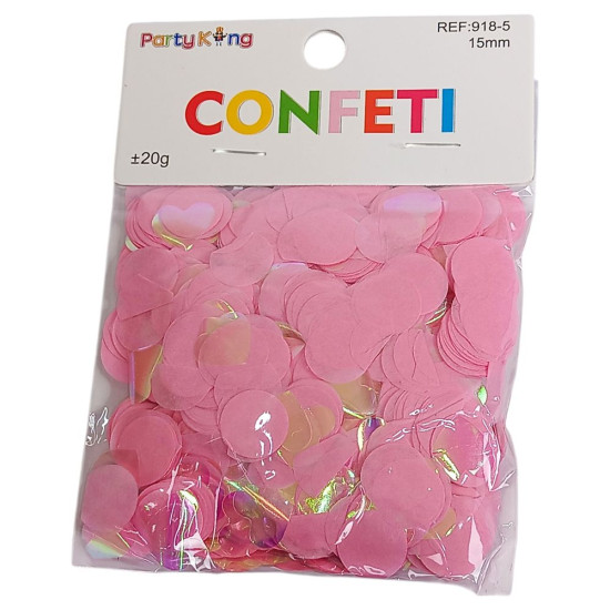 Конфетти кружочки 15мм, ±20гр розовое (918-5 pink)