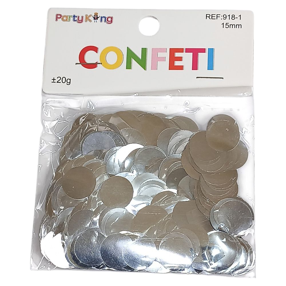 Конфетти кружочки 15мм, ±20гр серебро (918-1 silver)