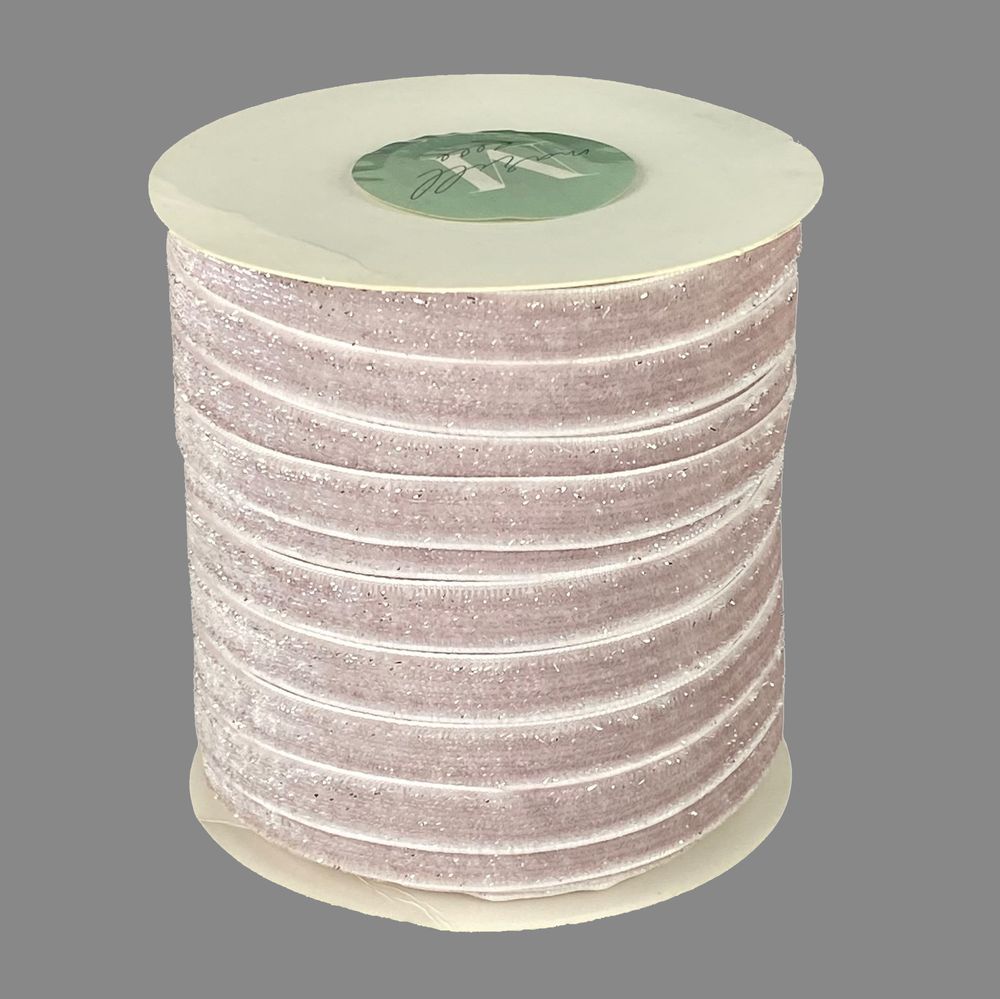 Бархатная лента  блестящая 1,0 см х 50 ярдов Розовый Marill (D16710- dirty pink)