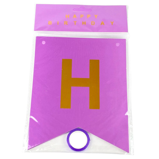 Гірлянда прапорці "Happy birthday"  16 х 20см Unison (HB-1097 lilac)