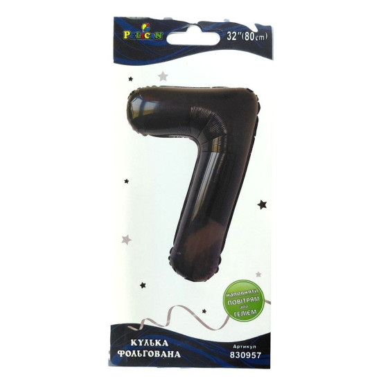 Цифра фольгована  "7" чорна  32"(80cm)  Pelican (830957)