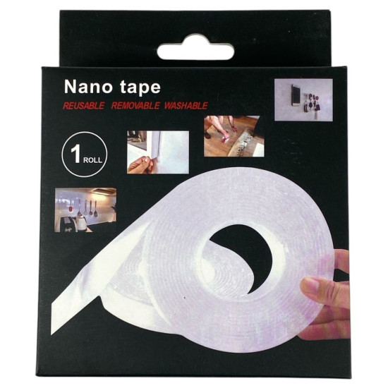 Лента клейкая многоразовая ,Nano tape 3см х 5 м Белый (12-11)