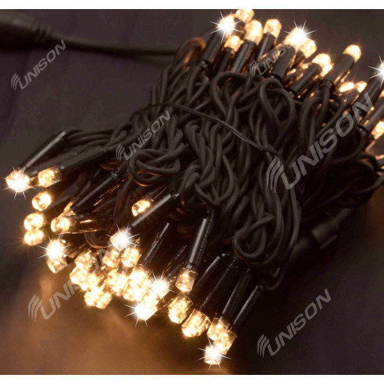 Уличная  +FLASH 100 LED, 10м, черный провод 3,3мм, теплий белый (1431-070)