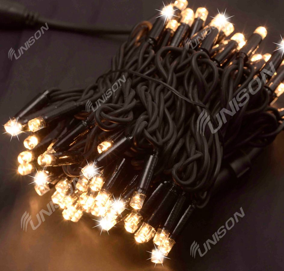 Уличная  +FLASH 100 LED, 10м, черный провод 3,3мм, теплий белый (1431-070)