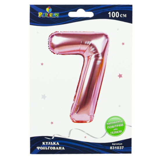 Цифра фольгированная Pelican, "7"  Розовое золото 100см Розовый Pelican (831037)