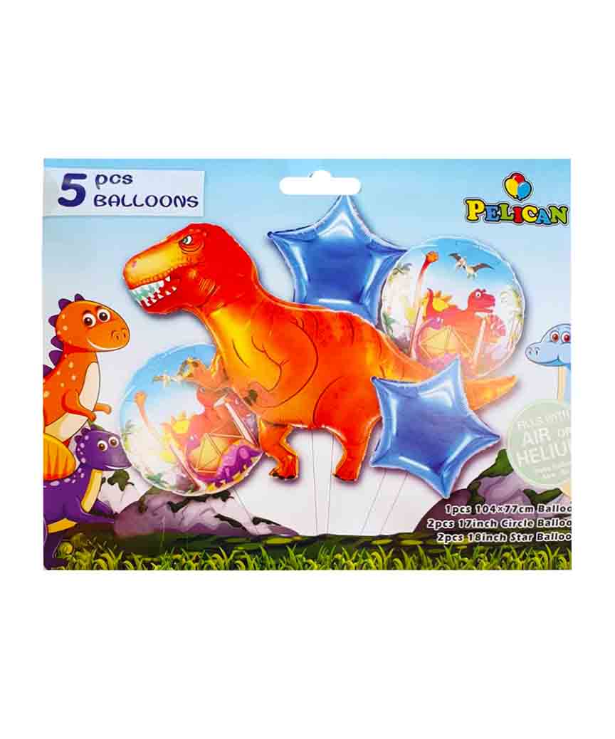 Набір з 5 кульок фольгованих  "Дракоша" Різнокольоровий Pelican (836958)