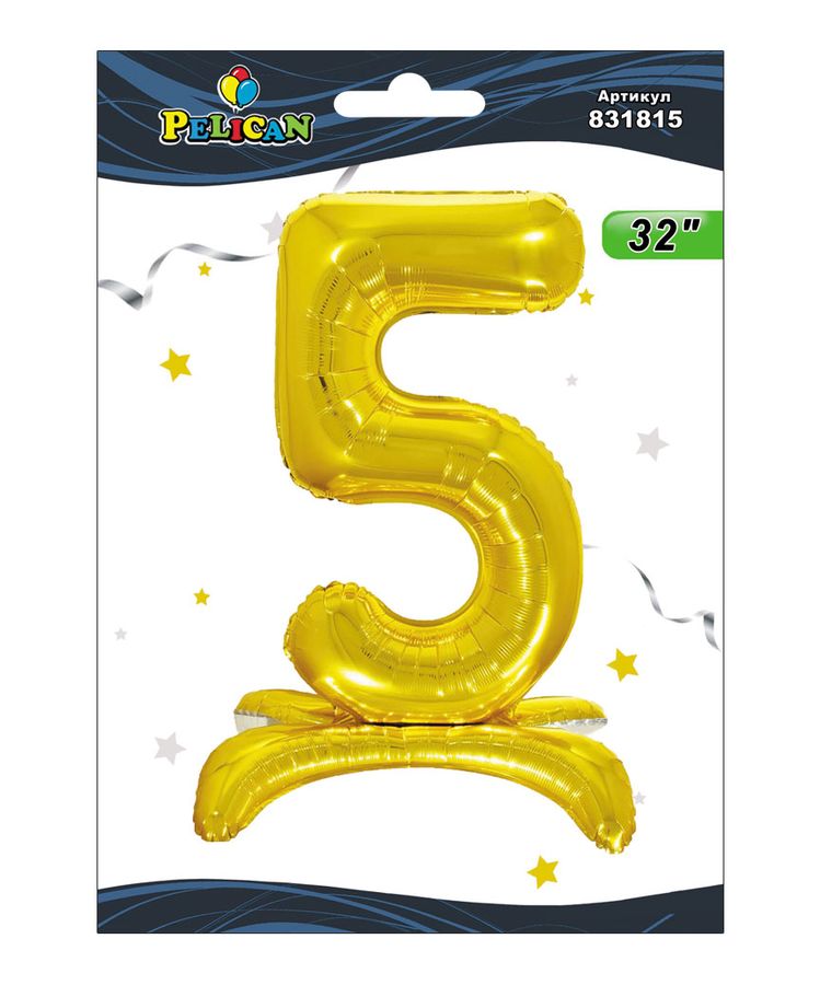Цифра на підставці Pelican, "5" золото 80см, Золотий Pelican (831815)