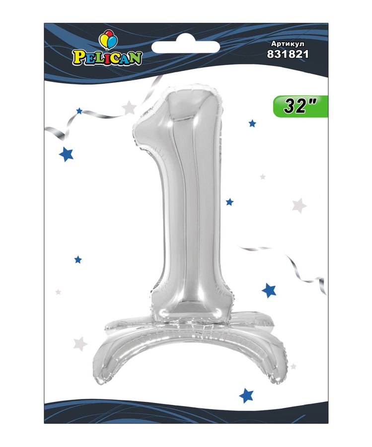 Цифра на підставці Pelican  "1" срібло 80см Срібний Pelican (831821)