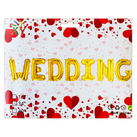 Набор из 7 шариков, Wedding 34" золото Золотой (837253)