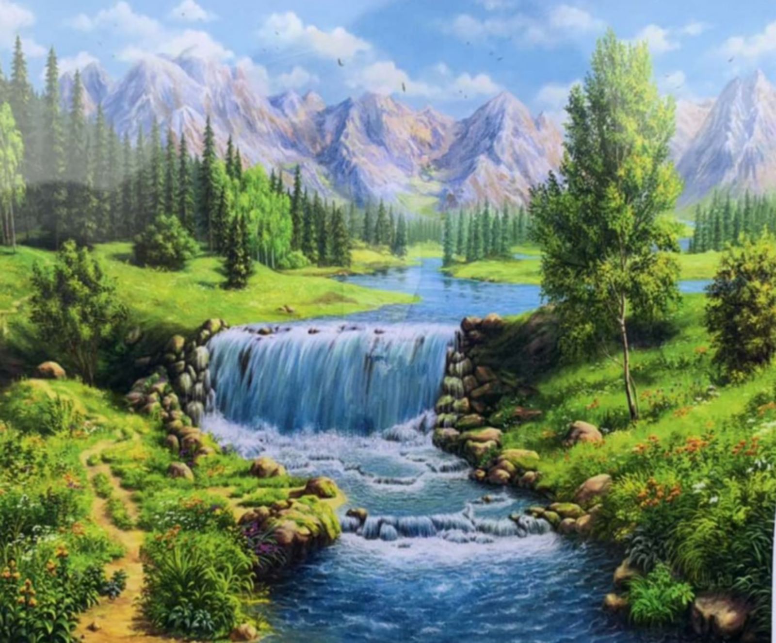 Картина за номерами "Водоспад на рівнині" 40 * 50см,  OPP , крас.-акрил, кисть-3шт. (3060RA_O)