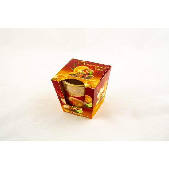 Свеча ароматизированная "Christmas Time" (корица и апельсин) 8 см Разноцветный Bartek Candles (12553 Orange)