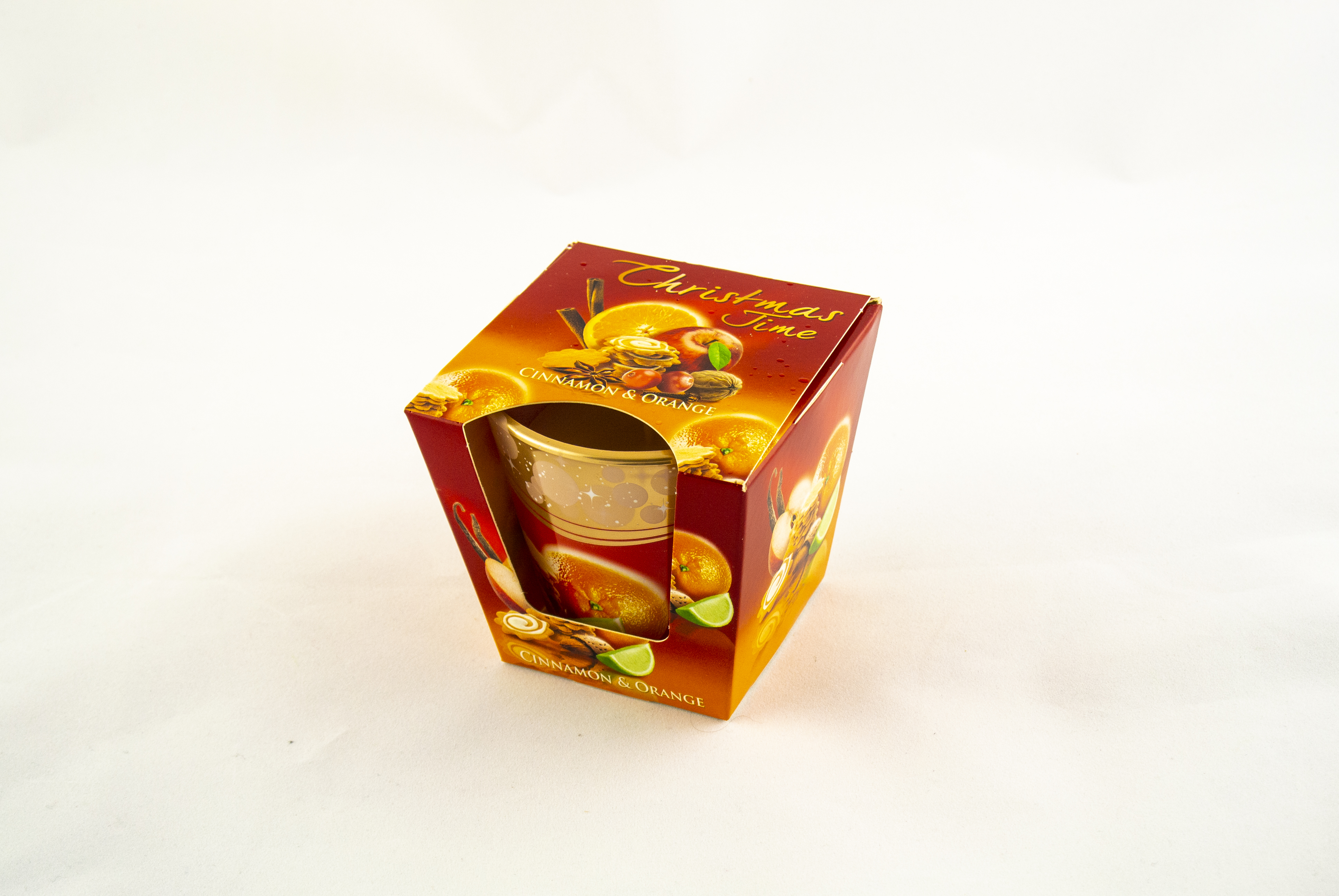 Свеча ароматизированная "Christmas Time" (корица и апельсин) 8 см Разноцветный Bartek Candles (12553 Orange)