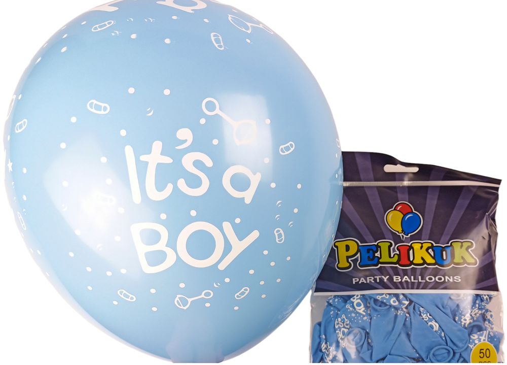 Кульки круглі Pelikuk 12 '(30 см) блакитний   It's a boy, 50шт/уп Блакитний Pelikuk (1250C-406)