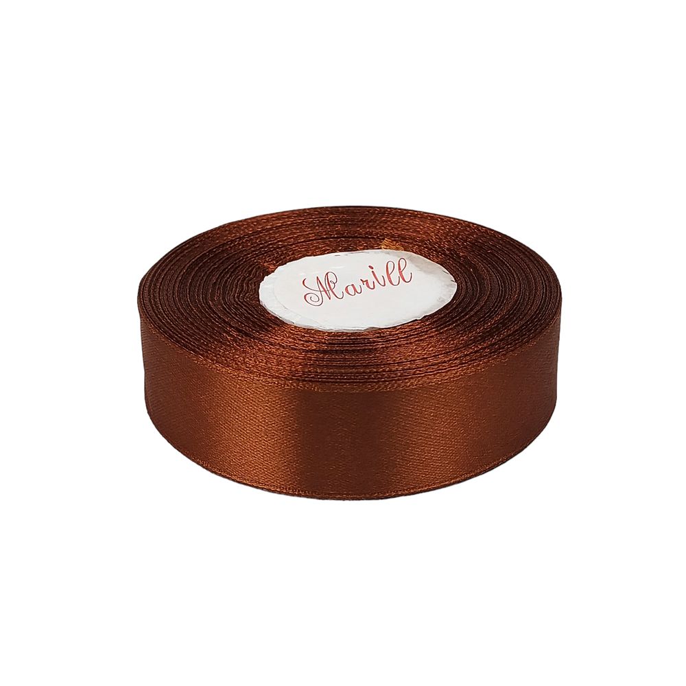 Атласна стрічка 2,5см x 33м Коричневий Marill (LA2533-158)