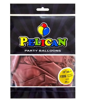 Кульки Pelican латексні 19"(48cm) хром  вінтажно  червоний, 25шт Червоний Pelican (819306)