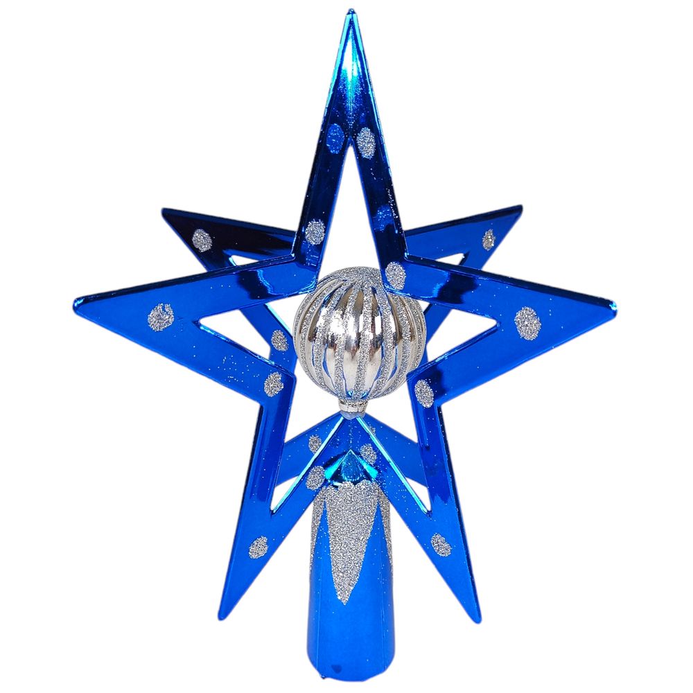 Верхівка для ялинки різдвяна Зірка 3D синя, 20см (11555265 blue)