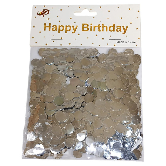 Конфетти кружочки 10мм, ±20гр серебро (917-1 silver)