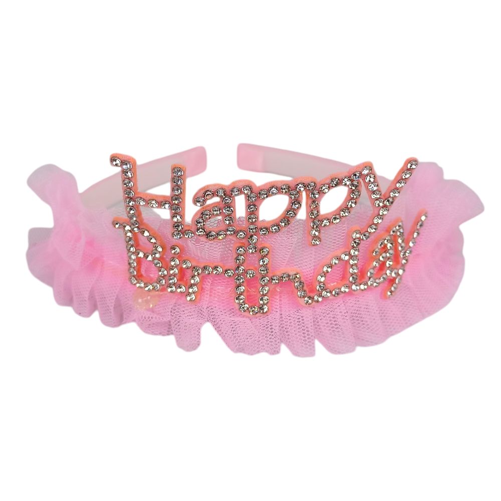 Обруч на голову "Корона мереживна зі стразами  Happy Birthday" (640-8)