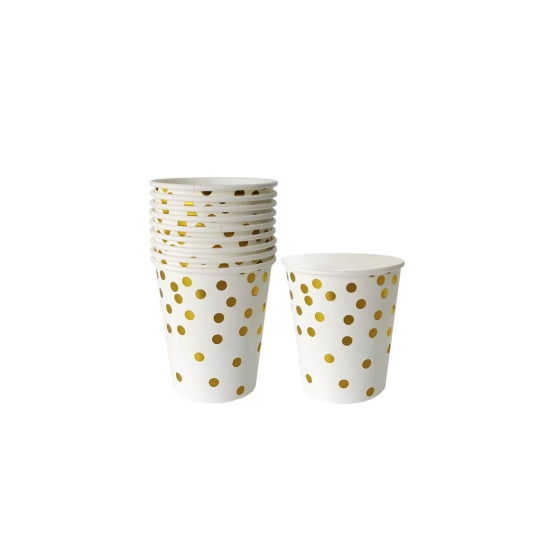 Стаканчики  паперові TM Pelican   "Білі з золотим горошком" -  10шт Білий Pelican (871405)