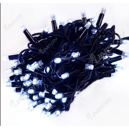 Вулична +FLASH 100 LED,  10м,  чорний провід 3,3мм, білий (1431-030)