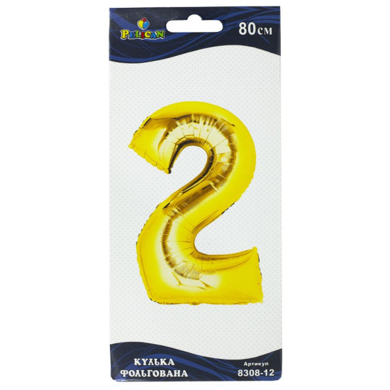 Цифра фольгована Pelican, "2" Золото 80см Золотий Pelican (830812)