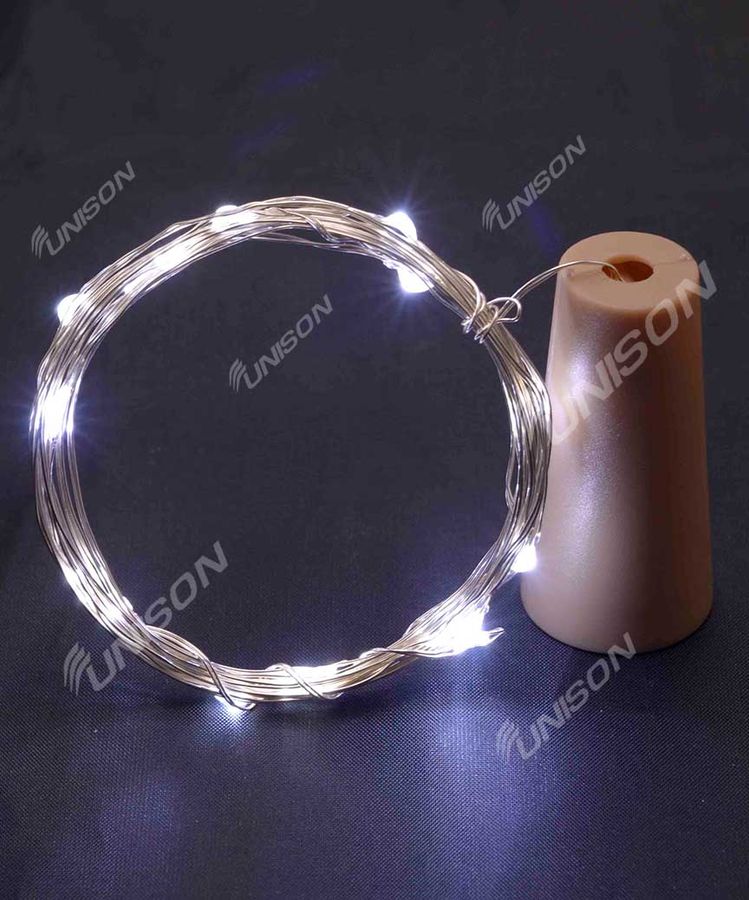 ПРОБКА-РОСА на батарейках 20 LED, 2м,  білий (1961-03)