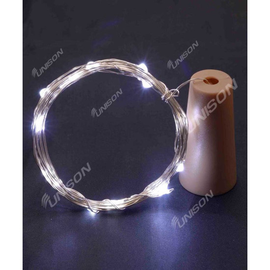 ПРОБКА-РОСА на батарейках 20 LED, 2м,  білий (1961-03)