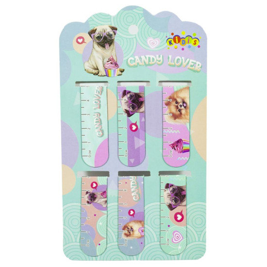 Закладка магнитная на планшете 6 шт, Kidis,  серия Candy lover puppy (13483)