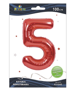 Цифра фольгована Pelican, "5" червона 100см Червоний Pelican (831045)