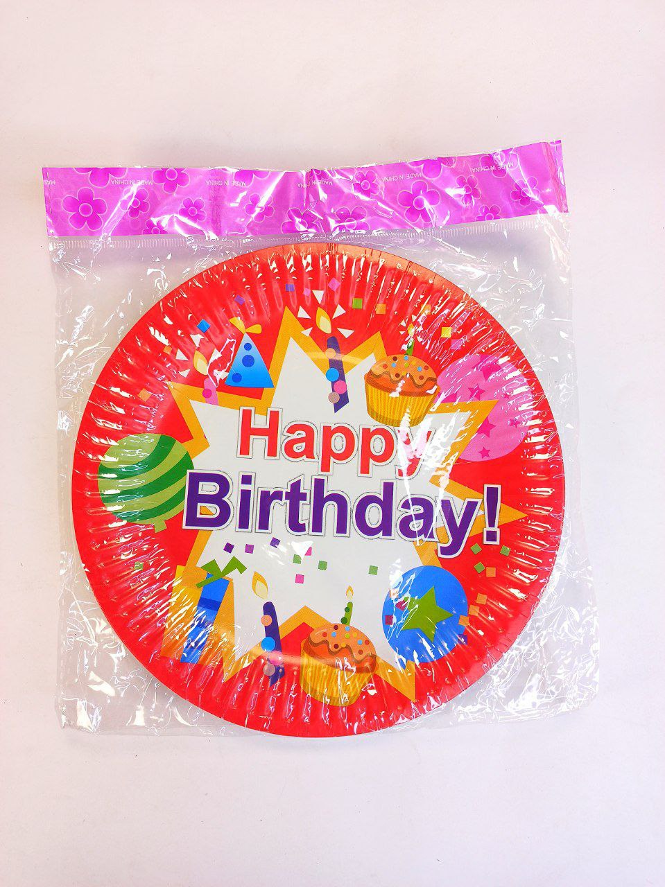 Тарелки картонные "Happy birthday" красные 18см  10шт/уп Красный Unison (7500-34)
