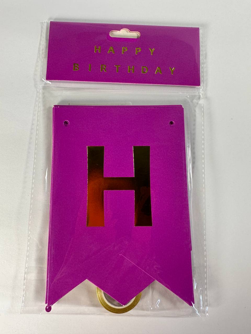 Гірлянда-прапорці "Happy birthday"  12 х 17см, пурпурний Рожевий Unison (HB-1095 purpul)