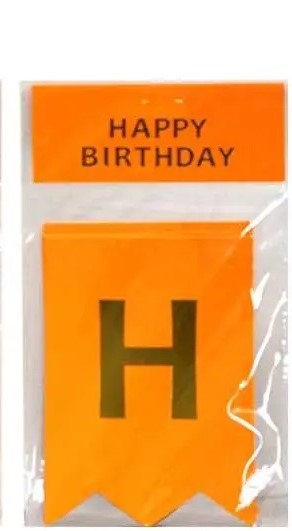 Гірлянда  прапорці "Happy birthday"  12 х 17см, неонова мандарин Unison (HB-1095 mandaryn)