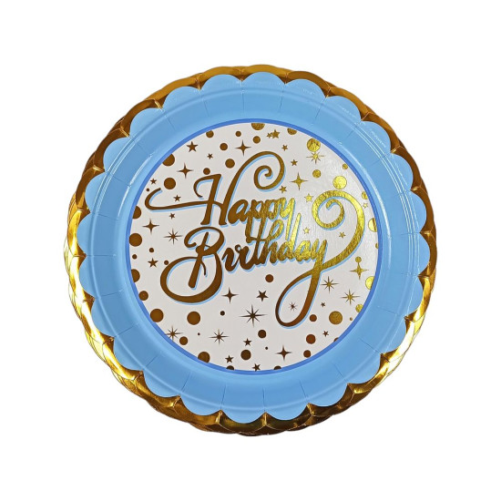 Тарелки картонные "Happy birthday" голубые, 10шт/уп Голубой Unison (7500-15)