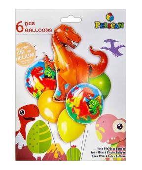 Набір з 5 кульок фольгованих "Динозавр коричневий" Коричневий Pelican (836959)